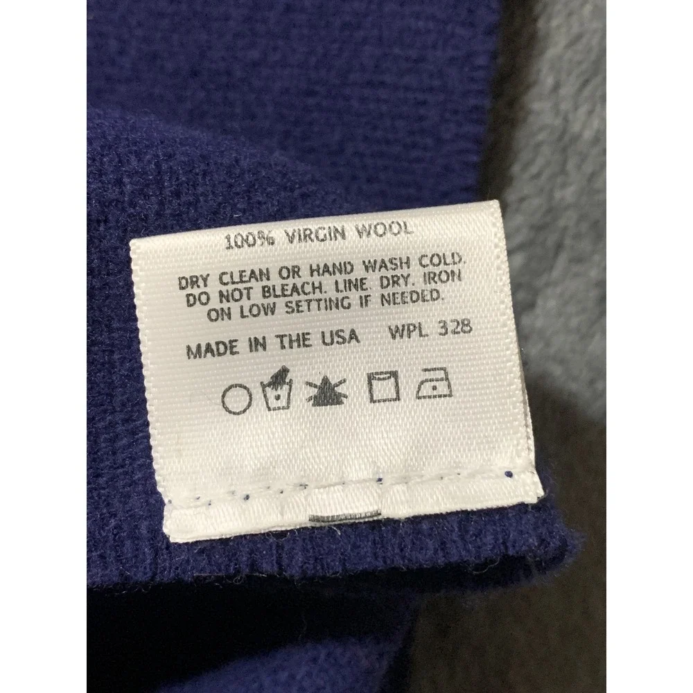Montana State University Wool Scaft Navy Blue OS Unisex Faribault USA Made EUC